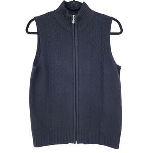 Pendleton Women's Black Textured Knit Full Zip Lamb's Wool Vest Size Small